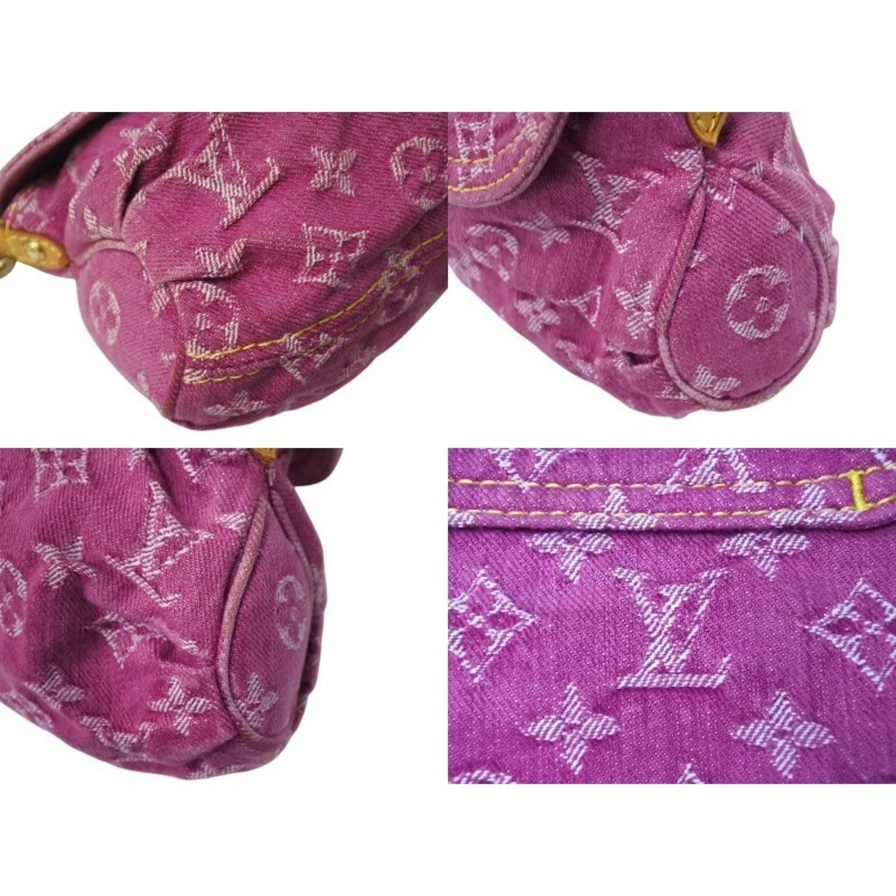 LOUIS VUITTON Pleaty One Shoulder Hobo Bag Monogram Denim Pink - Picture 8 of 9